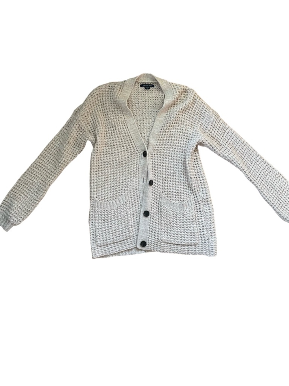 American Eagle Outfitters Cream Chunky Knit Button-Up Cardigan